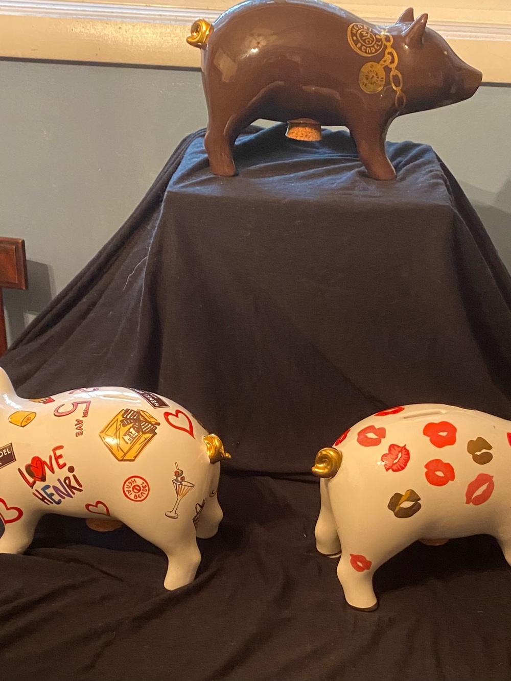 Decorative Henri Bandel Collectible Ceramic Pig Figurines - Assorted